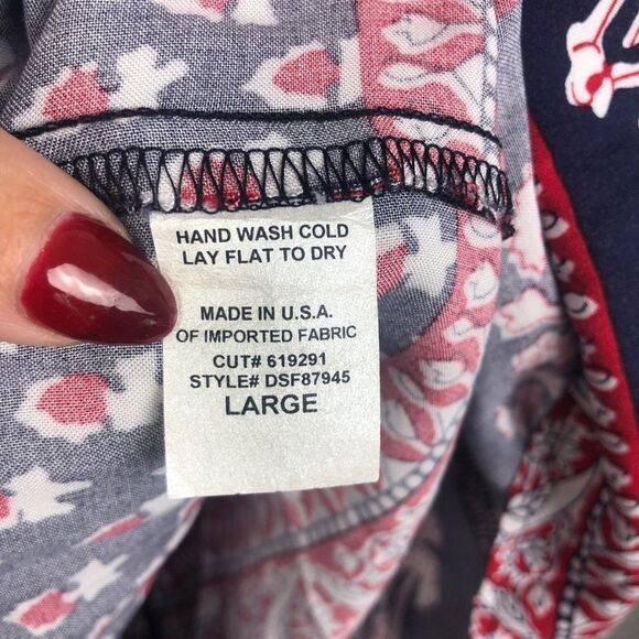 EIGHT SIXTY | Boho Short Sleeve Romper Navy Blue & Red Floral Women’s Size M - Picture 9 of 10